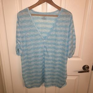 Lane Bryant blue heathered burnout henley 18/20